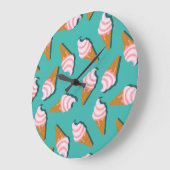 Waffle cones ice cream and frozen yogurt pattern große wanduhr (Winkel)