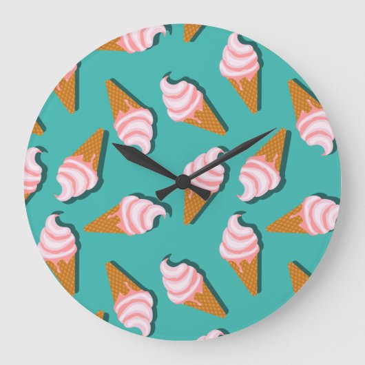 Waffle cones ice cream and frozen yogurt pattern große wanduhr (Vorderseite)
