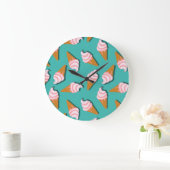 Waffle cones ice cream and frozen yogurt pattern große wanduhr (Zuhause)