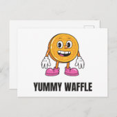 Waffle Food Kawaii Face Einladungspostkarte (Vorne/Hinten)