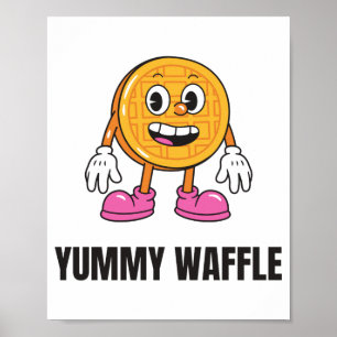 Waffle Food Kawaii Face Poster