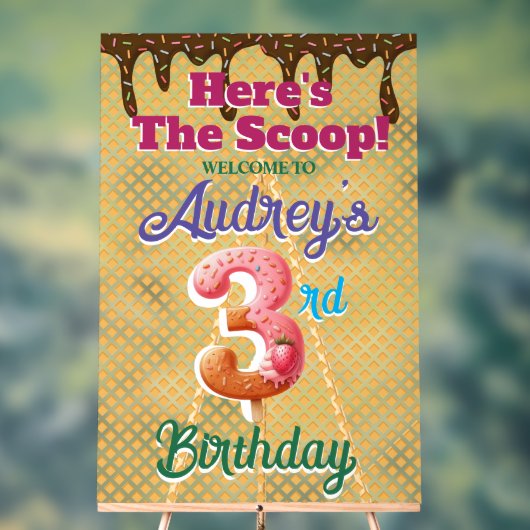 Waffle Ice Cream 3. Geburtstag Acrylschild (Neutral)