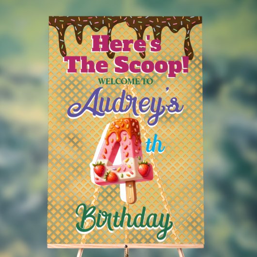 Waffle Ice Creme Cone 4. Geburtstag Acrylschild (Neutral)