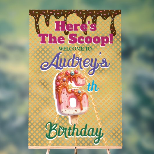 Waffle Ice Creme Cone 6. Geburtstag Acrylschild (Neutral)