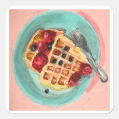 Waffles and Berries Quadratischer Aufkleber (Vorderseite)