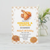 Waffles and chicken party Invitation Einladung (Stehend Vorderseite)