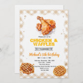 Waffles and chicken party Invitation Einladung (Vorne/Hinten)
