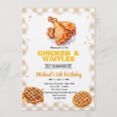 Waffles and chicken party Invitation Einladung (Vorderseite)