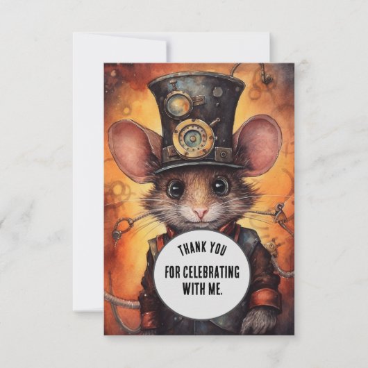 Wafflewhisk Vielen Dank Steampunk Tier Custom Dankeskarte (Vorderseite)