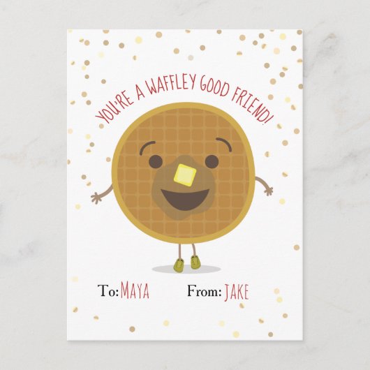 Waffley Good Friend Waffle Valentine Kids Postkarte (Vorderseite)