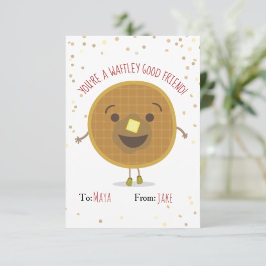 Waffley Good Friend Waffle Valentine Kinder Postka (Stehend Vorderseite)