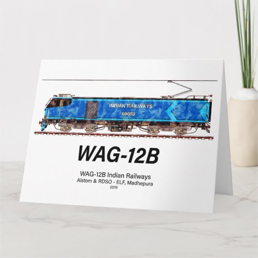 WAG-12B Lokomotive. Güterzug der indischen Eisenba Dankeskarte (Vorderseite)