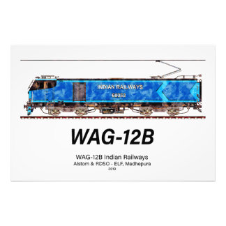 WAG-12B Lokomotive. Güterzug der indischen Eisenba Fotodruck