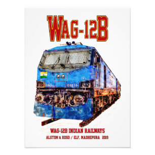 WAG-12B Lokomotive. Güterzug der indischen Eisenba Fotodruck