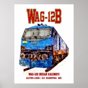 WAG-12B-Lokomotive. Indischer Güterzug der Indian Poster