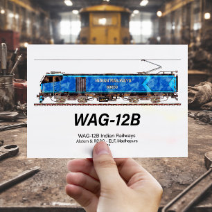 WAG-12B-Lokomotive. Indischer Güterzug der Indian Postkarte