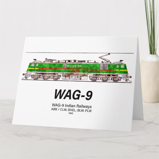 WAG-9 Lokomotive. Güterzug der indischen Eisenbahn Dankeskarte (Vorderseite)