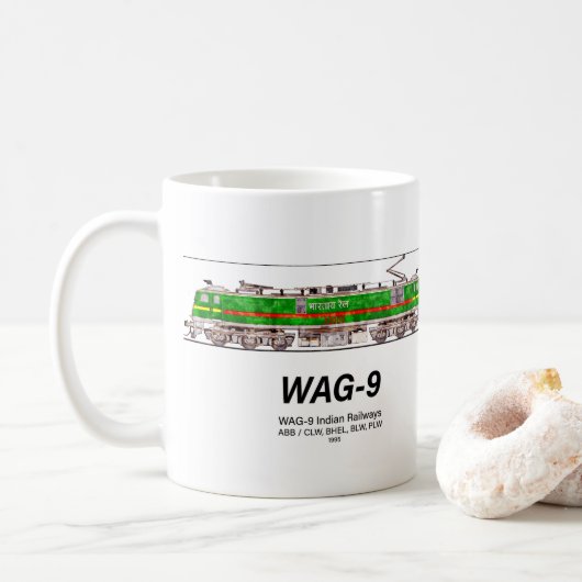 WAG-9 Lokomotive. Güterzug der indischen Eisenbahn Kaffeetasse (Mit Donut)