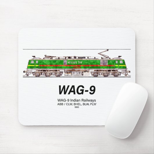 WAG-9 Lokomotive. Güterzug der indischen Eisenbahn Mousepad (Mit Mouse)