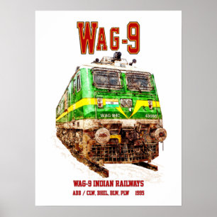 WAG-9 Lokomotive. Güterzug der indischen Eisenbahn Poster