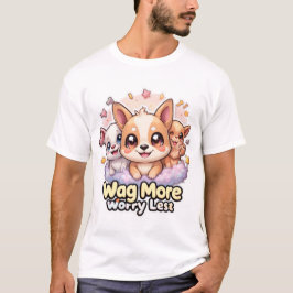 Wag mehr Besorgnis weniger Niedlich Hunde T-Shirt 