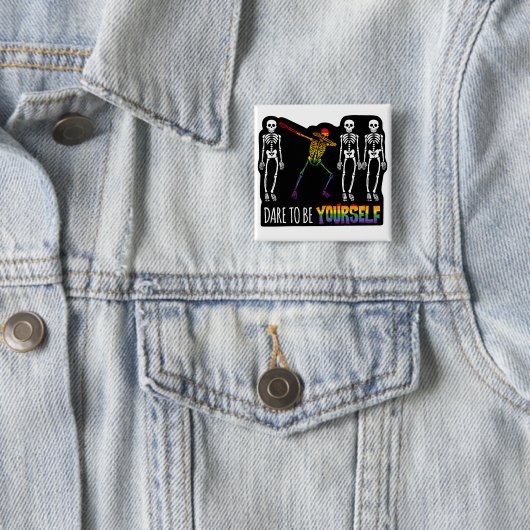 Wage, du selbst Halloween Dabbing Skelett zu sein Button (Beispiel)
