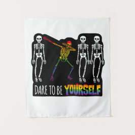 Wage, du selbst Halloween Dabbing Skelett zu sein Wandteppich