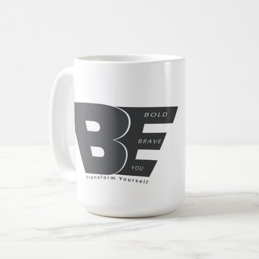 Wagemutig, mutig - Positive Vibes Motivation Kaffeetasse (Vorderseite Links)