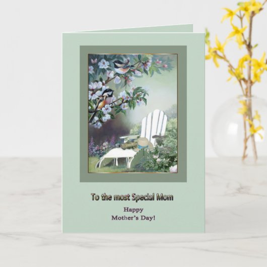 Wagen der Mutter Tagesmit Chickadees Karte (Gelbe Blume)