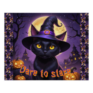 wagen Sie es, die schwarze Katze mit einem Hut Ora Poster