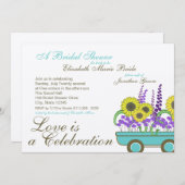 Wagen voll mit Blume Brautparty Einladung (Vorne/Hinten)