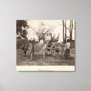 Wagen zog durch zwei Ochsen in Mandalay, Birma Leinwanddruck