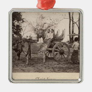 Wagen zog durch zwei Ochsen in Mandalay, Birma Ornament Aus Metall