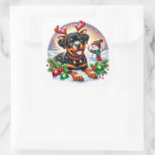 Wagende Schwänze, Weihnachts-Antler! Quadratischer Aufkleber (Tasche)