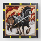 Wagenpfad: Personalisiertes Holzkohlengrill Quadratische Wanduhr (Vorderseite)