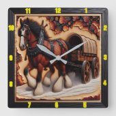 Wagenpfad: Personalisiertes Holzkohlengrill Quadratische Wanduhr (Vorderseite)