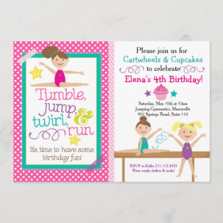 Wagenrad-u. Kuchen-Gymnastik-Party Einladung