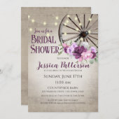 Wagenrad und Lichter Rustikale Holzeinladung Einladung (Vorne/Hinten)