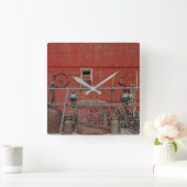 Wagenräder US 66 Old West Quadratische Wanduhr (Zuhause)