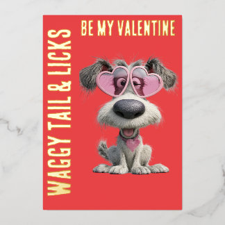 WAGGY TAIL & LICKS Gold Foil Valentine's Day Folien Feiertagskarte