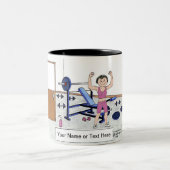 Waghtlifter - Weiblicher, Personalisierter Cartoon Zweifarbige Tasse (Mittel)