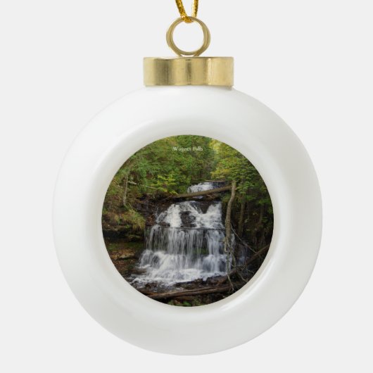 Wagner Falls Ball oder Schneeflocke Keramik Kugel-Ornament (Vorderseite)