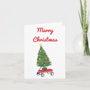 Wagon Christmas Tree Karte