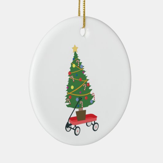 Wagon Christmas Tree Keramik Ornament (Rechts)