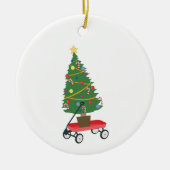 Wagon Christmas Tree Keramik Ornament (Vorne)