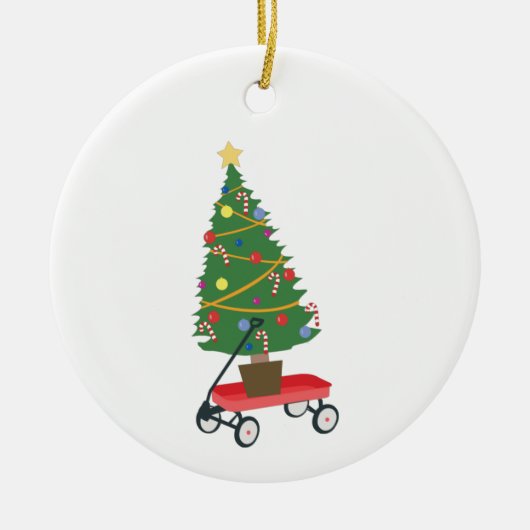 Wagon Christmas Tree Keramik Ornament (Vorne)