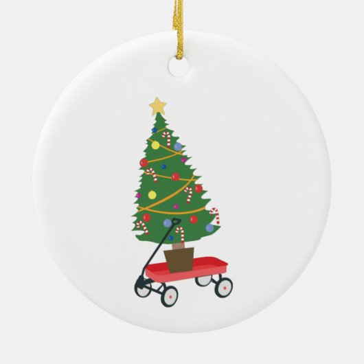 Wagon Christmas Tree Keramik Ornament (Hinten)