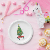 Wagon Christmas Tree Pappteller (Party)