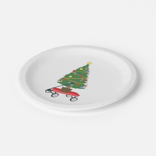 Wagon Christmas Tree Pappteller (Schrägansicht)