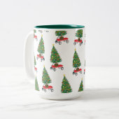 Wagon Christmas Tree Zweifarbige Tasse (Vorderseite Links)